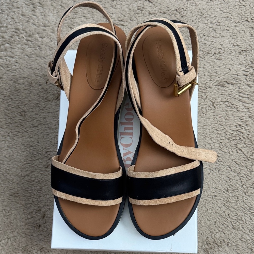 See By Chloe Black and Tan Sandals